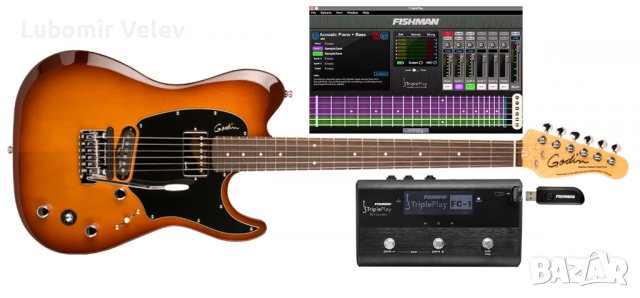 Godin Session TriplePlay wireless MIDI guitar controller + case + FC-1 + software, снимка 2 - Китари - 41653259