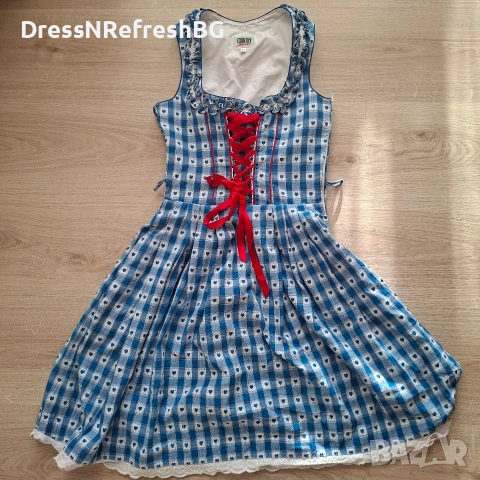 Баварски комплект Dirndl рокля с престилка Cottagecore XS , снимка 3 - Рокли - 53816579