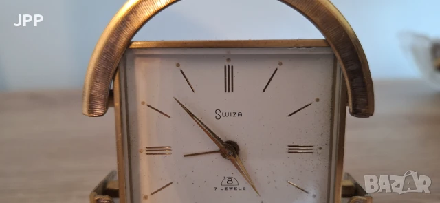 Настолен часовник с будилник SWIZA 7 JEWELS, снимка 2 - Антикварни и старинни предмети - 50919424