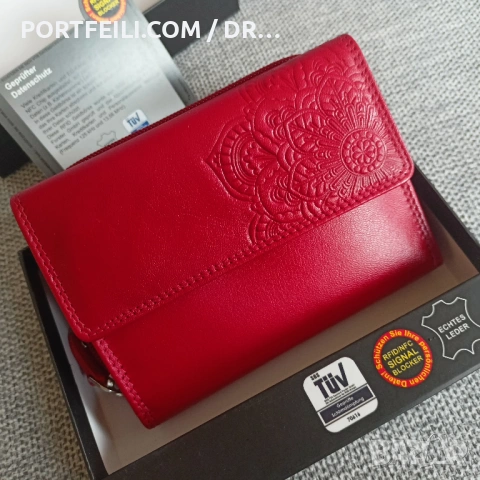  Портмоне Friedrich, Eстествена козя кожа, RFID защита, Щампа Мандала , снимка 3 - Портфейли, портмонета - 53616561