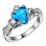 Дамски пръстен със син циркон - сърце, снимка 1 - Пръстени - 41865759