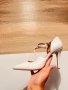Бели заострени токчета с каишки, снимка 1 - Дамски обувки на ток - 41068065