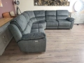 Сив ъглов диван от плат с електрически релаксиращ механизъм, снимка 6
