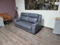 Сив кожен диван тройка с функция сън, снимка 3
