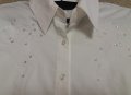 Бяла риза с бродерия и пайети върху бродерията, снимка 4