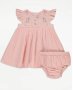 Розова рокля с бродирани цветя, снимка 1 - Бебешки рокли - 41898779
