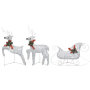 vidaXL Коледна украса елен и шейна, 60 LED, за открито, сребристо(SKU:289978