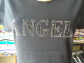 Суперефектна черна блуза с камъчета и изрязан гръб във форма на ангелски крила, снимка 1 - Тениски - 36302725