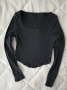 Черна къса блуза по тялото с дълъг ръкав, снимка 1