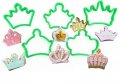 5 бр корона корони пластмасови резци резец форма форми за фондан тесто сладки, снимка 1
