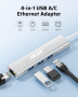 Acer USB А към Ethernet адаптер, 4-в-1 USB-А хъб с 3 USB-A 3.1 и 1Gbps RJ45 - НЯМА А към С адаптер, снимка 2