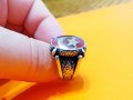 Уникално стар красив мъжки сребърен пръстен с  голем полумесецът и звездата, турски пръстен, османск, снимка 2
