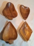 четири дървени купички за ядки каро, пика, купа, спатия 32/3 , снимка 2
