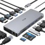 Нова USB C докинг станция двоен монитор 14 в 1 многопортов адаптер, снимка 1 - Други - 40594837