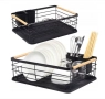 Сушилник за съдове Rosberg, 1 ниво, 43x31.5x14 см, Бежов/Черен, с дървени дръжки, снимка 2