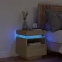 vidaXL Нощно шкафче с LED осветление, дъб сонома, 40x39x48,5 см, снимка 2