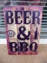 Метална табела Бира Барбекю скара месо зеленчуци парти кебапчета, снимка 1