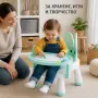 Детско столче с масичка за хранене и игра, ментово, зайче, снимка 2