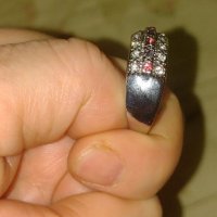 Пръстен-халка с кристали и диаманти, снимка 2 - Пръстени - 40014549