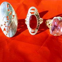 Три красиви, сребърни пръстени, снимка 1 - Пръстени - 34379167