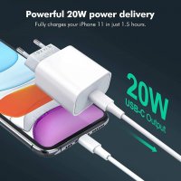 Amoner 20W PD USB C бързо зарядно устройство, 5V - 3A, 9V - 2,22A, снимка 1 - Оригинални зарядни - 40052728