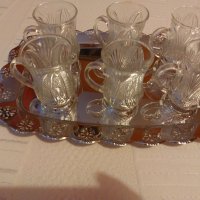 Стъклени чаши с дръжка за чай и Кафе с поднос, снимка 4 - Чаши - 41839874
