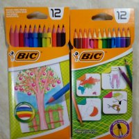 Нови Цветни моливи на BIC 12 цвята,Гуми Как да си дресираш дракон., снимка 1 - Ученически пособия, канцеларски материали - 35937019