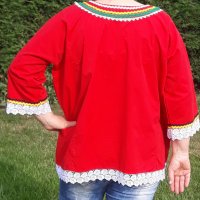 Дамска фолклорна риза червена, снимка 3 - Ризи - 41358526
