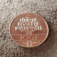 100 франка 1987 Франция СРЕБРО сребърна монета в качество , снимка 4 - Нумизматика и бонистика - 41373024