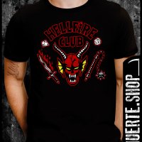 Черна тениска с щампа HELLFIRE CLUB, снимка 1 - Тениски - 40953210