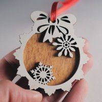 Двуслойна дървена украса за елха (различни модели), снимка 5 - Коледни подаръци - 38959136