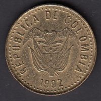 100 песо 1992, Колумбия, снимка 2 - Нумизматика и бонистика - 38719919