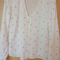 Бяла блуза с рози 38, H&M, снимка 8 - Блузи с дълъг ръкав и пуловери - 36361552