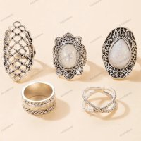 Дамски моден комплект бижута от 5 пръстена, 3модела - 023, снимка 12 - Пръстени - 41059513