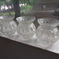 Стари стъкла за абажур полилей плафон лампа 3 бр., снимка 1 - Антикварни и старинни предмети - 40550046