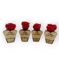 Сапунени цветя в дървена кашпа, снимка 2 - Подаръци за жени - 44471882