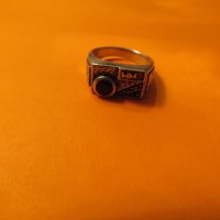 Старинен красив мъжки сребърен пръстен с черен оник  заслепяващи маркенази - прекрастна изработка за, снимка 1 - Пръстени - 41937931