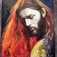 Портрет на David Gilmour,40/55,маслени бои,рамкиран, снимка 1 - Картини - 44763269