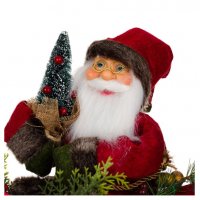 Коледна декоративна фигура Дядо Коледа с шейна, Automat 40см , снимка 3 - Декорация за дома - 34778522