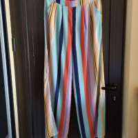 страхотен дълъг летен цветен панталон с висока талия , снимка 1 - Панталони - 44924647