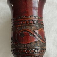Индийска дървена ваза с дърворезба., снимка 2 - Вази - 39545143