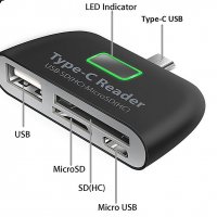 Преходник 4в1 от USB Type C към Micro USB, SD за мишка, клавиатура, флашка, OTG за смартфон, адаптер, снимка 3 - Друга електроника - 35715569