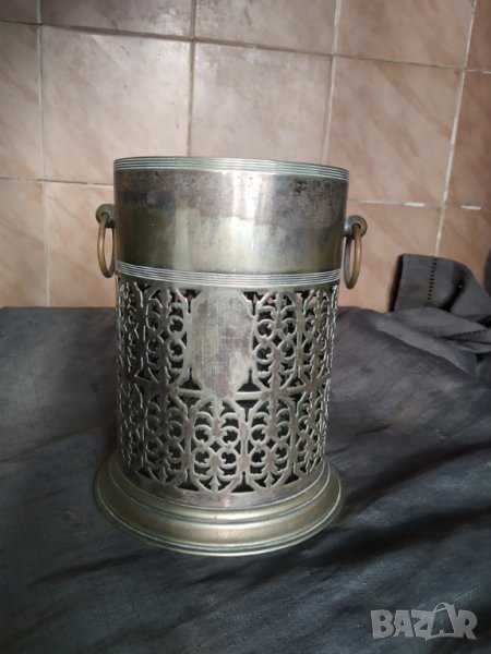 посребрена метална поставка за бутилка арт деко, снимка 1