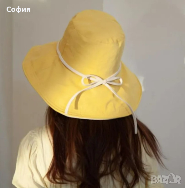 Красива дамска шапка с панделка в модерни нежни цветове, снимка 1