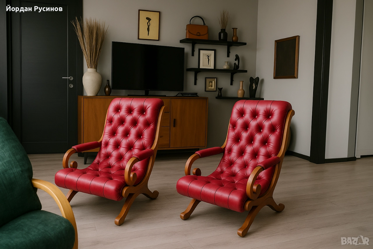 chesterfield честърфийлд кожено релакс кресл стол фотьойл, снимка 1