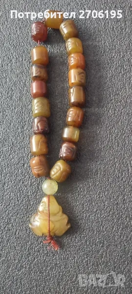 Антични нефритени резбовани нефритени молитвени мъниста Буда Тибет , снимка 1