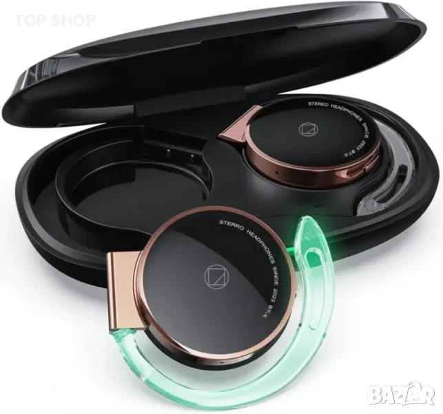 Слушалки с отворено ухо YUEYINOK Bluetooth, черно злато, снимка 1