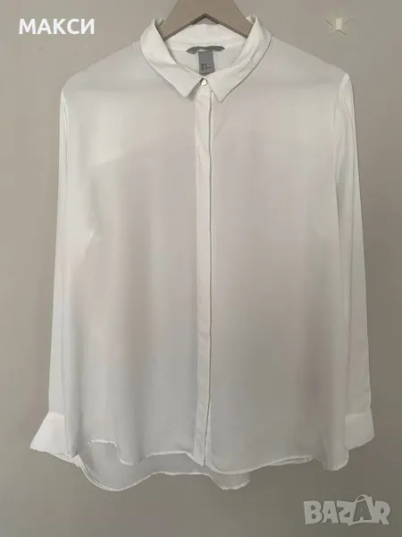 Бяла красива маркова елегантна риза, чудесна приятна материя, с резервно копче в снежно бяло/аутлет/, снимка 1