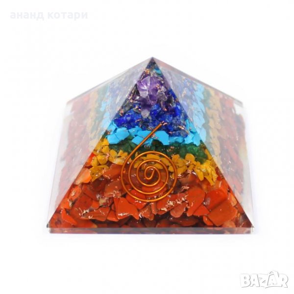 7 чакра Пирамида оргонит с естествени камъни, снимка 1
