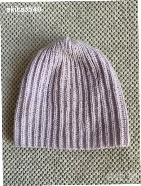 Лилава плетена шапка, снимка 1